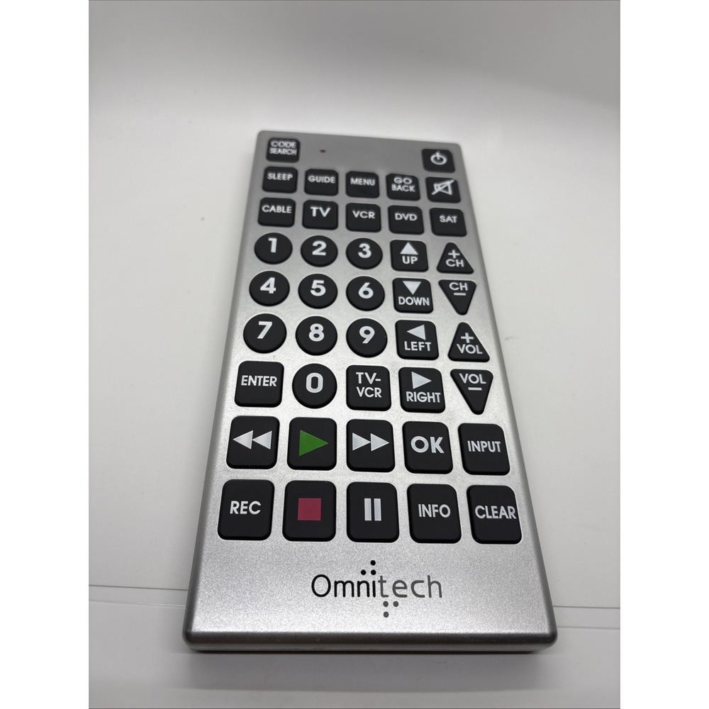 Omnitech JUMBO Universal TV Remote Control Large Buttons Silver 15331